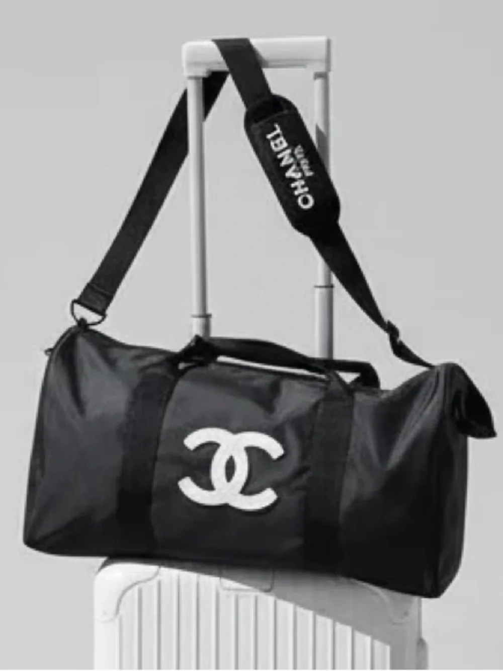 CHANEL Beauty Authentic Black Gym/Travel Duffel Bag